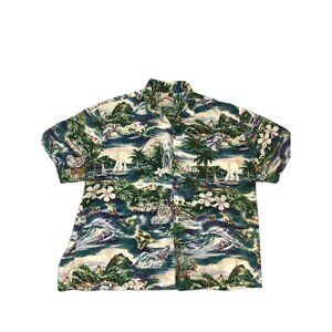 Paradise Found Hawaiian Shirt Button Up Made In USA Mens Surfer Honolulu Vtg